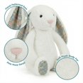 thumbnail image 4 of Yanxiao 9.8" Pure Milk White Easter Bunny Plush Toy with Flower Pattern Ears - Floral Rabbit Stuffed Animal Doll - Soft Fuzzy Vintage Cottagecore Spring Decor & Basket Stuffer Gift for Baby Shower, 4 of 8