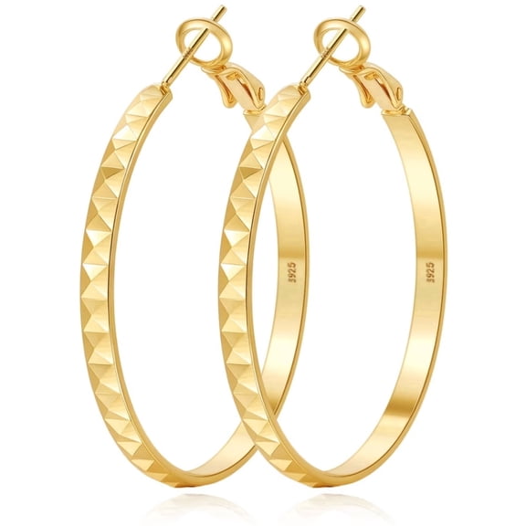 YEUOYEA Gold Hoop Earrings for Women, Hypoallergenic 14K Gold Plated Hoop Earrings, 30mm, Jewelry Gifts