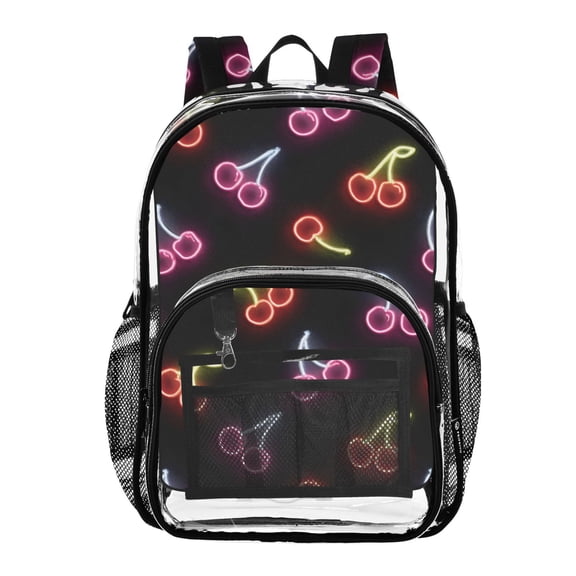 ALAZA Clear Backpack Neon Cherry PVC Transparent BookBag