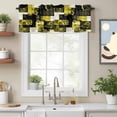 thumbnail image 2 of Modern Boho Valance Curtain Flower Geometric Texture Yellow Black Abstract Art Window Valances Rod Pocket Short Curtains Window Treatments for Kitchen Bedroom Bathroom Laundry 42" x 12", 2 of 9