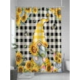 thumbnail image 5 of Fsddascl Gnomes Plaid Shower Curtain Set - Long 72" x 84" Washable Bathtub Curtain with 12 Hooks, Yellow Sunflower Farmhouse Bee Black Check Waterproof Fabric Stall Shower Curtains for Bathroom, 5 of 6