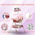 thumbnail image 4 of KFeng 4-in-1 Foldable Baby High Chair,Combines Play and Dining, Adjustable Dual-layer Tray and Backrest, Pink, 4 of 10