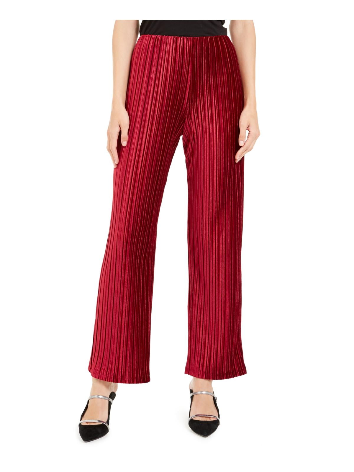Alfani Womens Velvet Pleated Wide Leg 