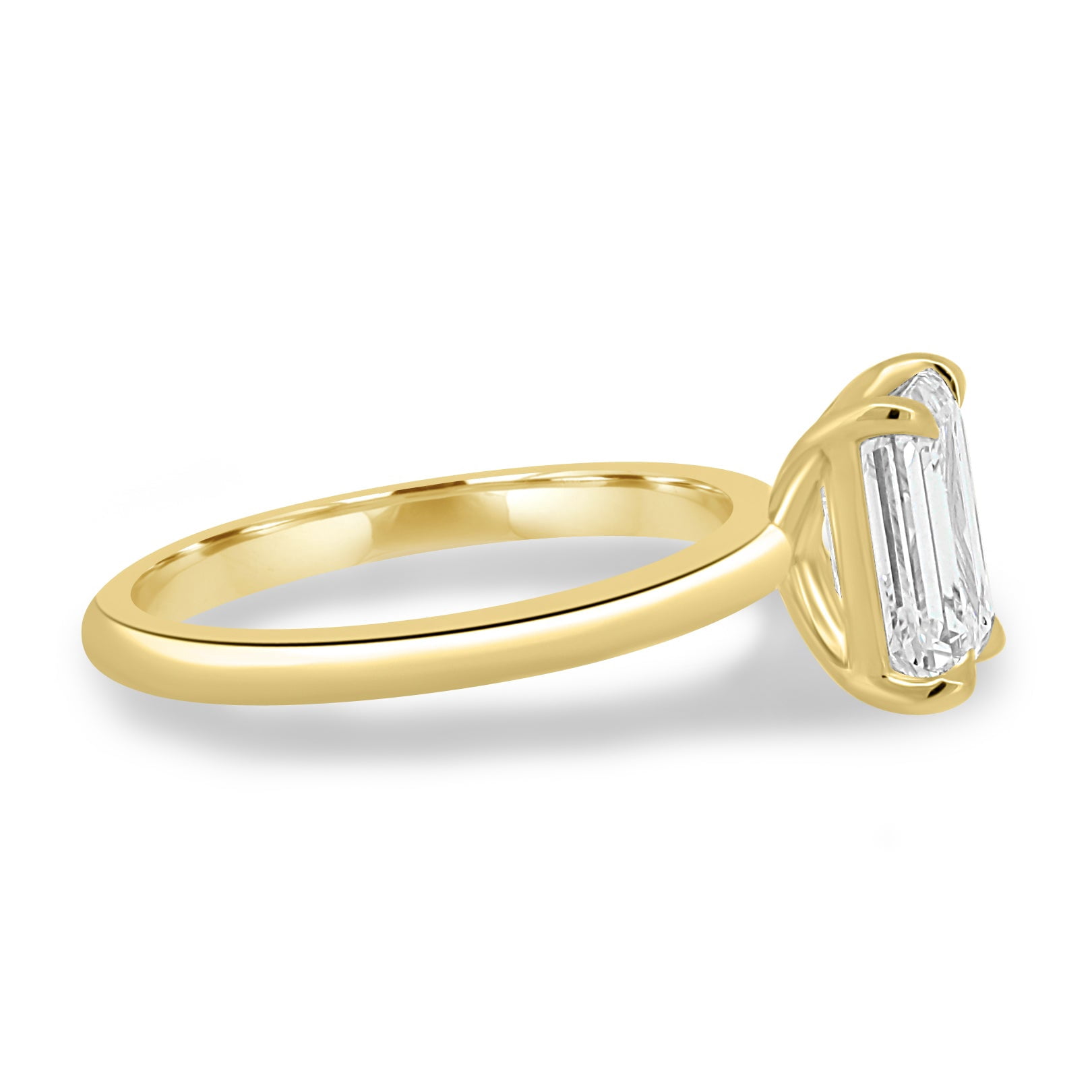 ESTE ORIGIN 2Ct Emerald Cut Moissanite Solitaire Ring in 14K Yellow Gold Emerald Ring for Women – Emerald Engagement Ring, US 7.