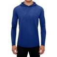 thumbnail image 2 of Trgacdwlo Men's Active T-Shirts Hooded Quick Dry Long Sleeve Polo Shirts for Men Sun Protection Summer Athletic Gym T-Shirts Blue S, 2 of 4