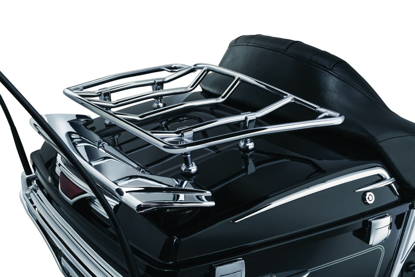 Chrome Motorcycles Trunk Luggage Storage Rack with Corner Tie Down Points fit for Harley 1980-2019 Color : Black 