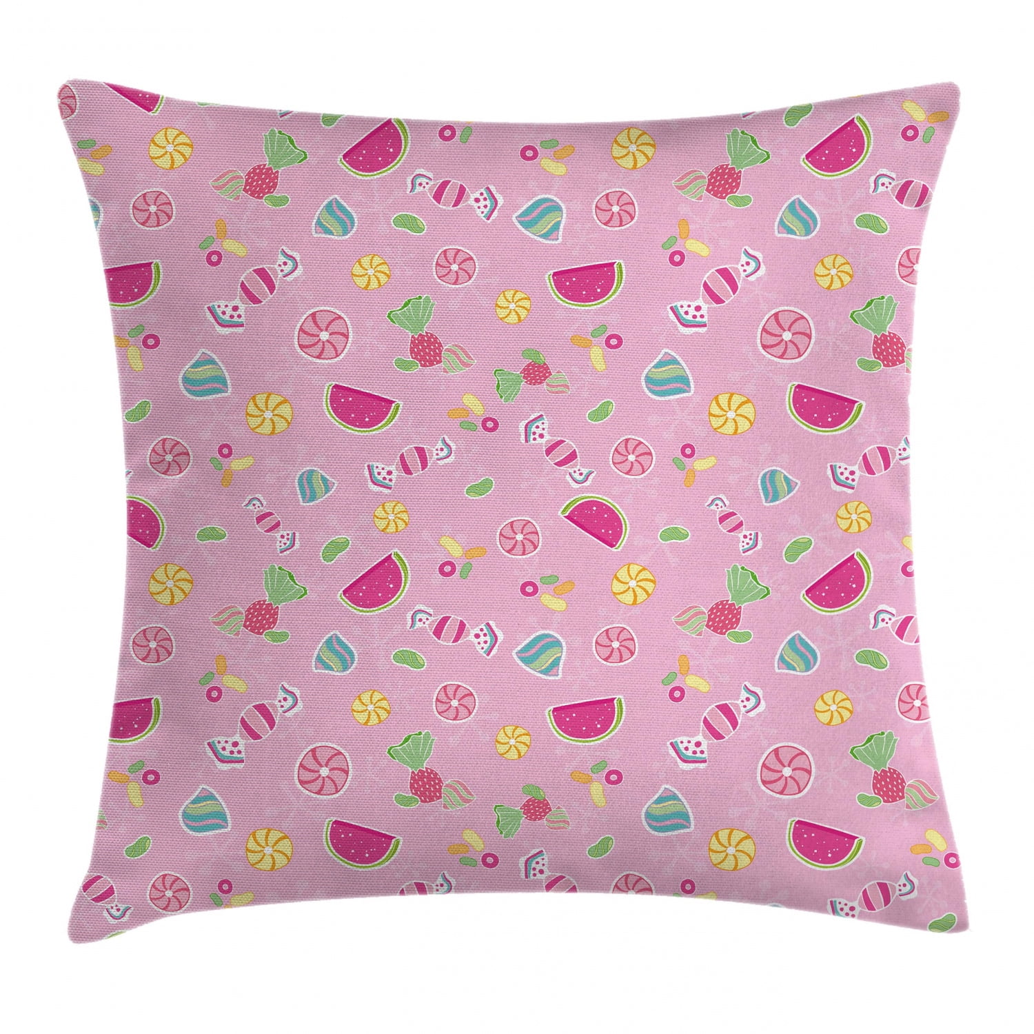 Sweet Throw Pillow Cushion Cover, Candies Yummy Treats Watermelon