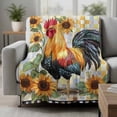 thumbnail image 2 of Vintage Rooster Blanket Soft Cozy Warm Throw Blanket for Couch, Plush Fuzzy Flannel Fleece Blankets for Sofa, Farmhouse Sunflower Animals Plaid Bed Blankets Lightweight Gifts for Women, 40"x60", 2 of 9