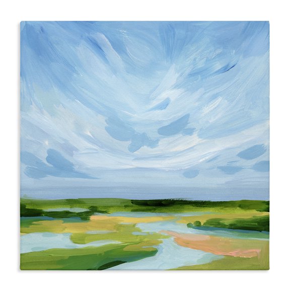 Stupell Industries Contemporary Modern Stream Landscape Canvas Art, 17 x 17, by Victoria Barnes