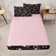 thumbnail image 4 of Manfei Cute Art Cat Zipper Queen Comforter Set with Fitted Sheet and 2 Pillowcases, Kawaii Kitten Zipper Bedding Set, Black Pink, Pink Reversible, 4-Piece, 4 of 7