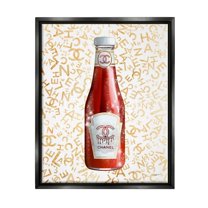 Stupell Industries Trendy Diner Ketchup Condiment Luxury Fashion Pattern Graphic Art Jet Black Floating Framed Canvas Print Wall Art, Design by Ziwei Li