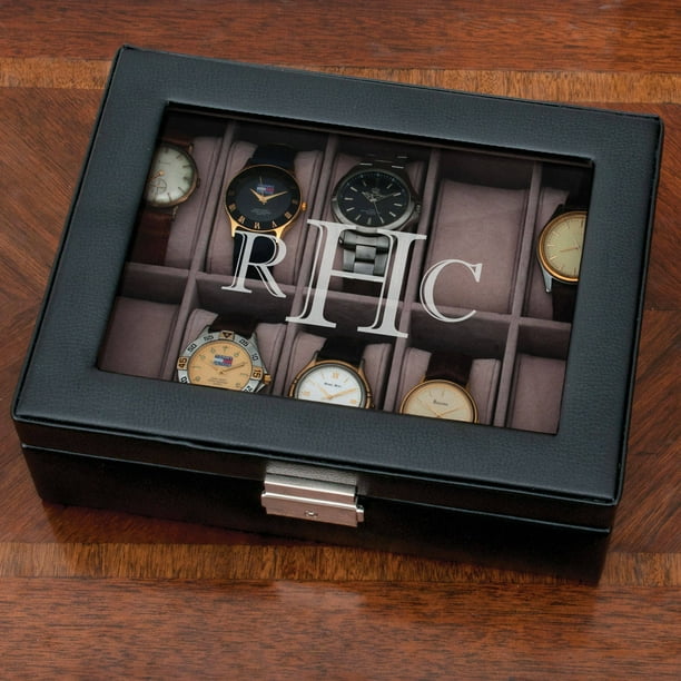 Personalized Black Watch Case Monogram