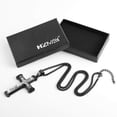 thumbnail image 6 of HZMAN Men's Jesus Stainless Steel Pendant Necklace Cross, 22 + 2 Inch Chain（Black）, 6 of 6