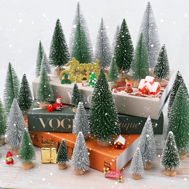 Decoración de árbol de Navidad Ayieyill Mini, 30 unidades con base de madera