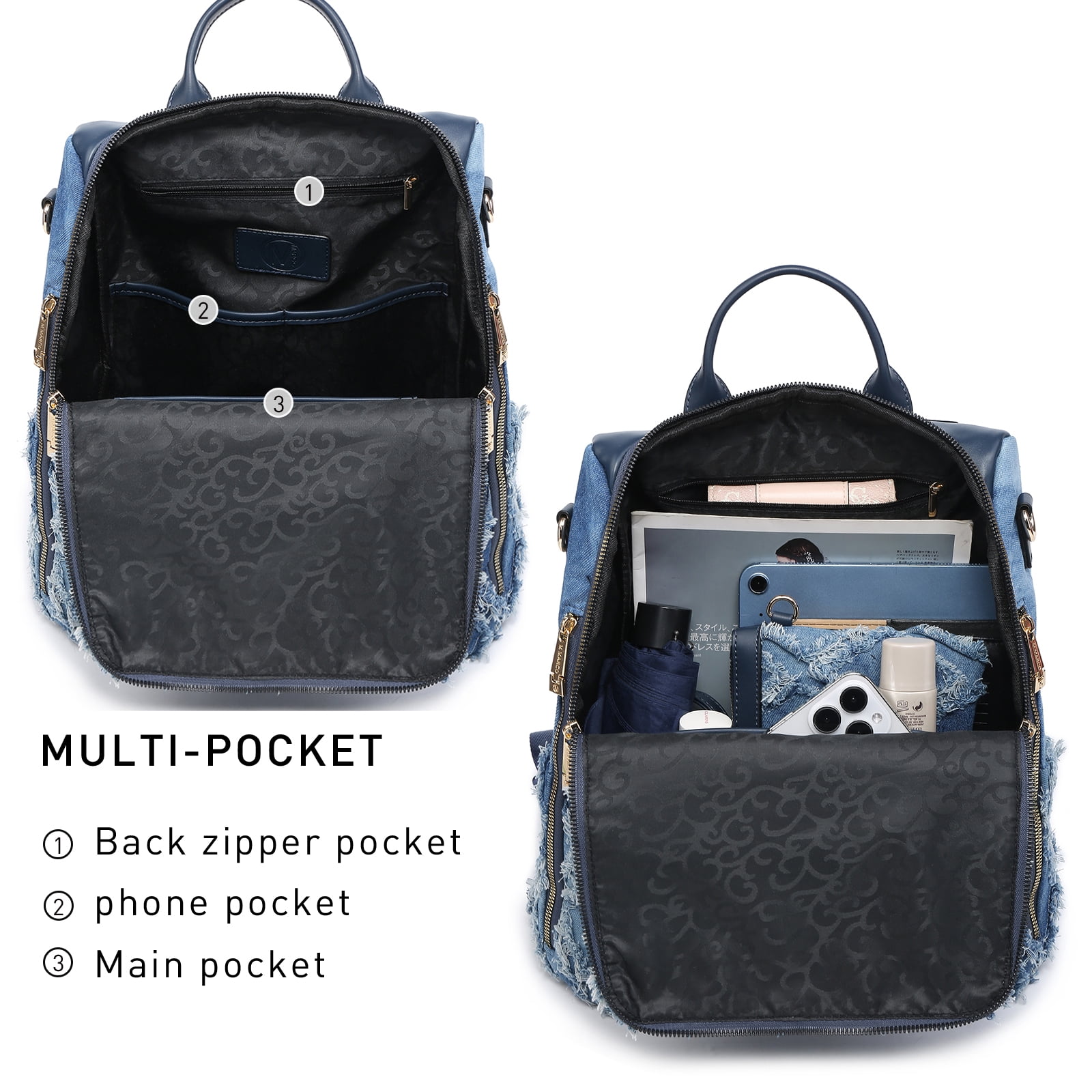 MKP COLLECTION Women Fashion Backpack Purse Travel Shoulder Bags and Purse 2Pcs