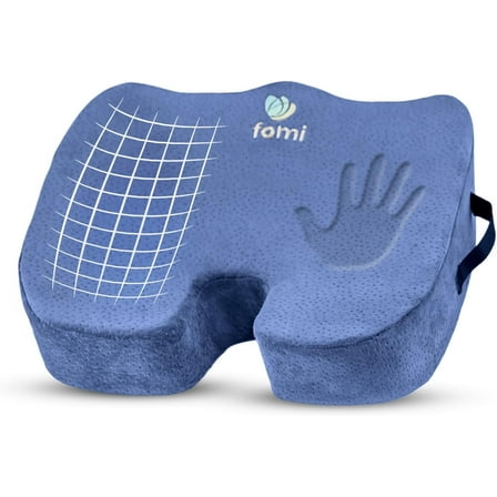 Extra Thick Coccyx Orthopedic Memory Foam Seat Cushion by FOMI Care  Blue Large Cushion For Car or Truck Seat, Office Chair, Wheelchair  Back Pain Relief