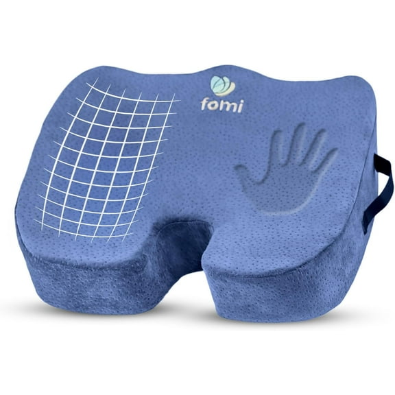 Extra Thick Coccyx Orthopedic Memory Foam Seat Cushion by FOMI Care  Blue Large Cushion For Car or Truck Seat, Office Chair, Wheelchair  Back Pain Relief