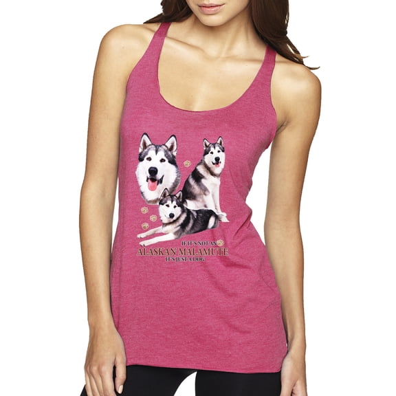 Wild Bobby, If It's Not an Alaskan Malamute It's Just a Dog Gift, Women Tri-Blend Racerback Tank Top, Vintage Pink, Large