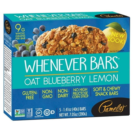 Pamelas Products Gluten Free Whenever Bars Blueberry Lemon 5 Count Box 7.05-Ounce (Pack of 6)