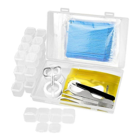 False Eyelashes Extensions Kit Tape Eye Gel Pad Micro Brushes Tweezers Set Blue
