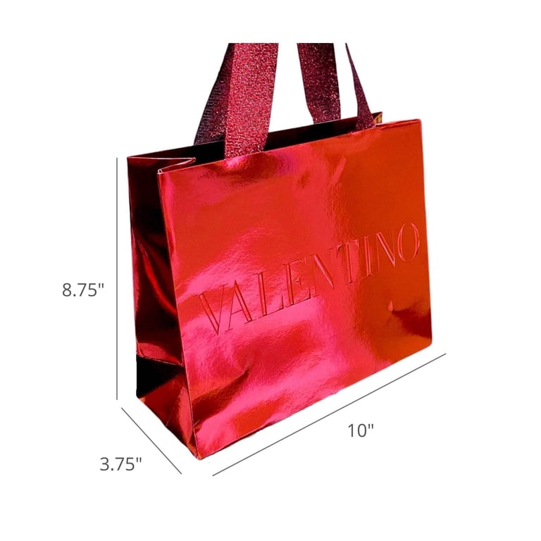 Valentino Embossed Logo Shopping Gift Bag, Thick Metallic Red
