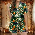 thumbnail image 2 of CONFREE Womens Halloween Pajamas Short Sleeve Cartoon Pumpkin Ghost Satin Sleepwear Tops Pants Hallowmas Pjs For Women Cozy Nightwear, 2 of 5