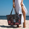 thumbnail image 4 of KLL Rose Full Moon Black Wolf Print Large Beach Tote Bag Women Waterproof Sandproof Zipper Beach Tote Bag for Pool Gym Grocery Travel with Wet Pocket, 4 of 7