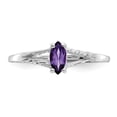 thumbnail image 5 of 14K White Gold Ring Band with Stones (02) February Amethyst Marquise Purple, Size 8, 5 of 5