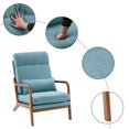 thumbnail image 2 of Modern Accent Chair with High Backrest and 1 Lumbar Pillow, Iron Frame Linen Material Armchair with Detachable Backrest and Seat, Upholstered Casual Chair with Solid Wood Arm, Teal, 2 of 7