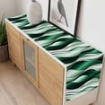 thumbnail image 4 of Green Striped Ombre Table Runner - 108 Inch Long, Kitchen Dining Table Runner Dresser Scarves, Modern Green Moire Geometric Farmhouse Decor for Coffee Tables Wedding Party Banquet, 4 of 8
