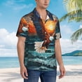 thumbnail image 2 of KLL Men's Hawaiian Shirt Short Sleeve Button Down Beach Shirts-Textured Bald Eagle, 2 of 5