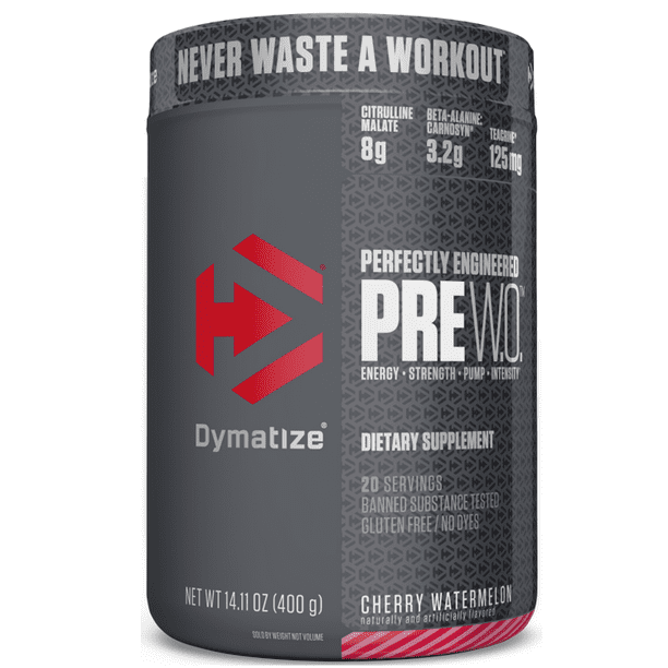 Dymatize Pre W.O. PreWorkout Supplement Powder, Cherry Watermelon, 400 G