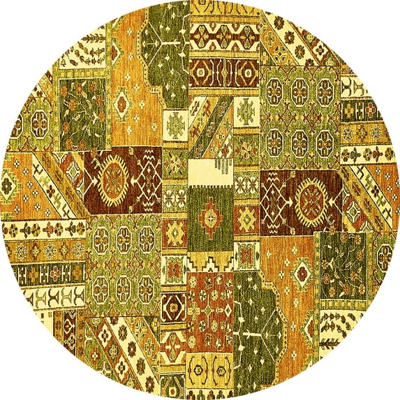 Ahgly Company Indoor Round Southwestern Yellow Country Area Rugs, 8' Round