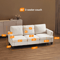 thumbnail image 4 of Ktaxon 83" Sofa with 3 Seater, Faux Suede Couch with Deep Seat, Ergonomic Design, Removable Cushions for Living Room Bedroom Office, Beige, 4 of 7