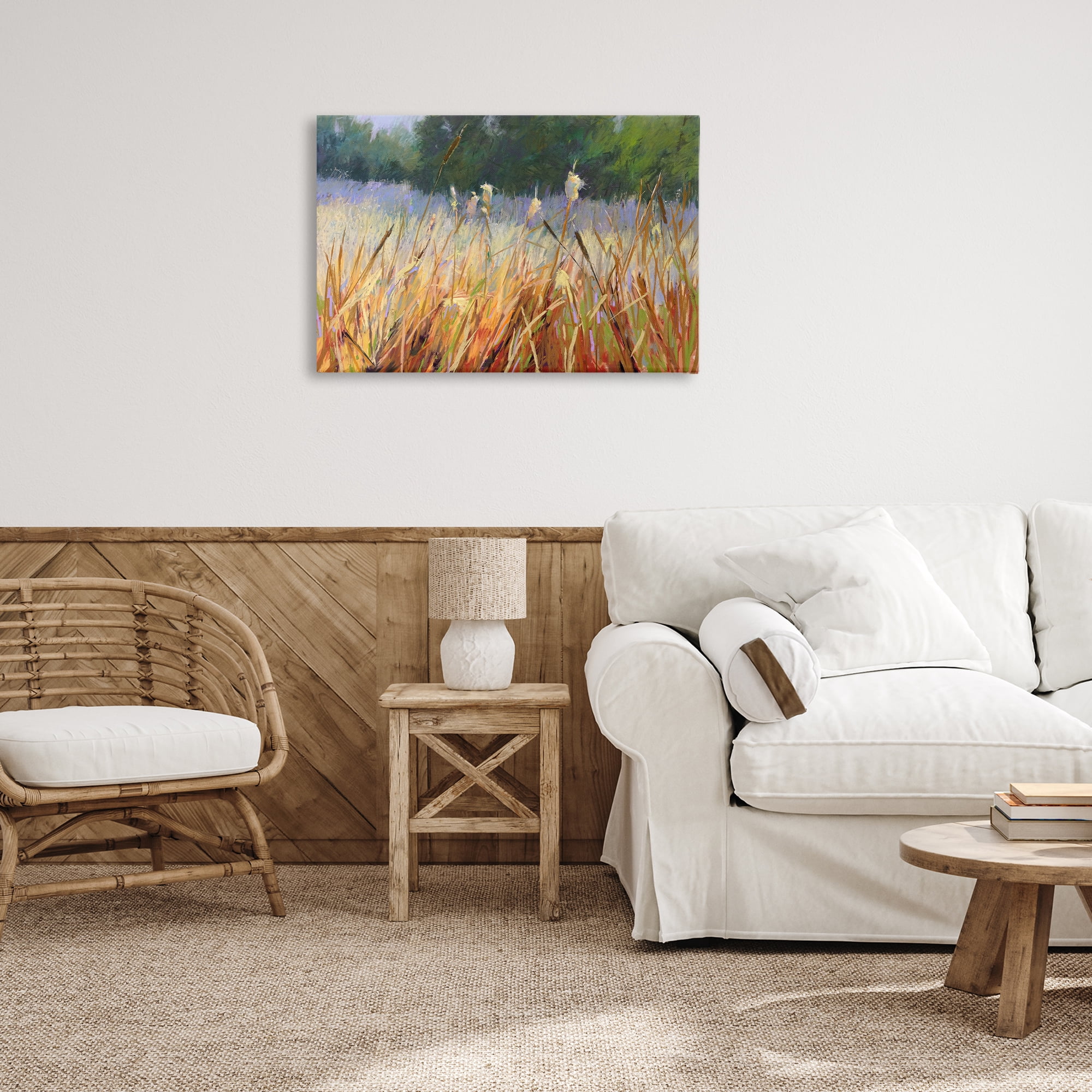 Stupell Industries Country Summer Reeds Landscape & Nature Painting Wrapped Canvas Art Print Wall Art, 30 x 20