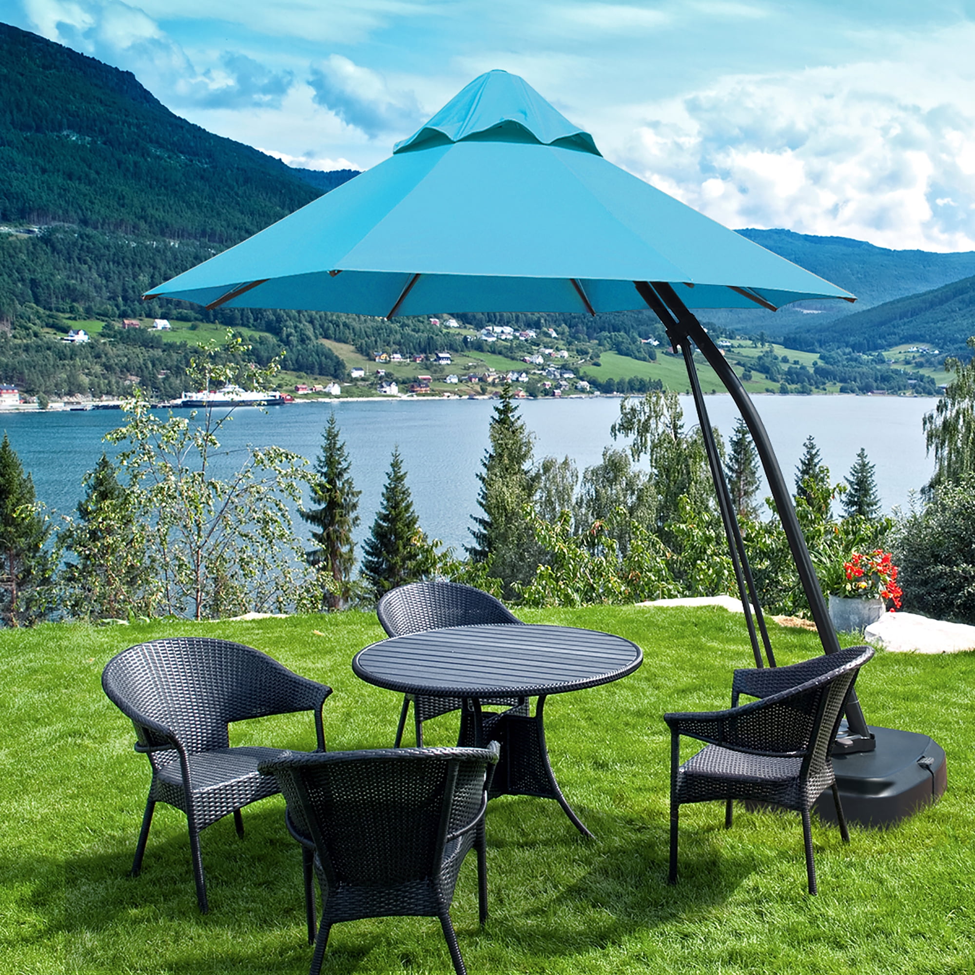 32 patio table with umbrella hole Outdoor 31'' Round Bistro 2.28'' Hole, Cast Aluminum Tabletop, for Outdoor and Indoor Space, Patio, Deck, Garden, Backyard, T.26.BTW.SBW.BK Color:Tungsten Grey - Limited Edition 928 Carbon Bianchi Monocoque Its convenient for you