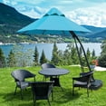thumbnail image 2 of Costway Parasol Suspendu Déporté d'Extérieur 11 Pi avec Base à Roulettes Turquoise, 2 of 10