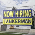 thumbnail image 2 of Now Hiring Tankerman 13 oz Heavy Duty Vinyl Banner Tankerman Jobs Available Help Wanted Sign for Business Indoor/Outdoor Single-Sided with Metal Grommets (4x6 ft, Bl & Ye), 2 of 6