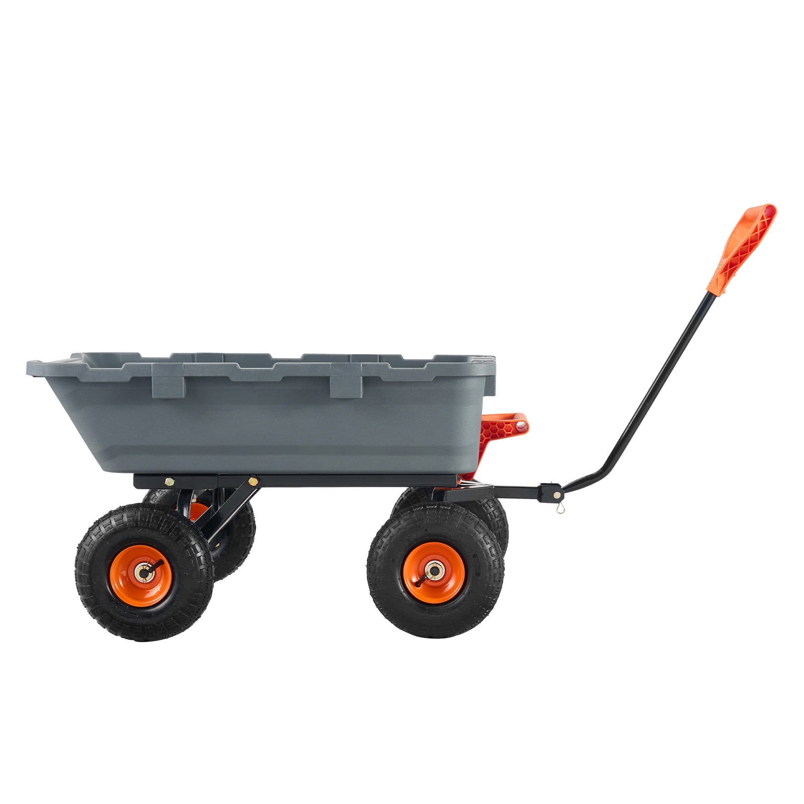 Dump Cart, Poly Garden Dump Cart with Easy to Assemble Steel Frame, Dump Wagon with 2-in-1 Convertible Handle, Utility Wheelbarrow 800 lbs Capacity, 10 inch Tires