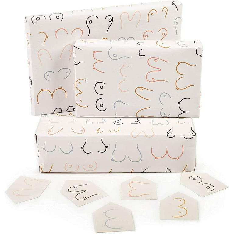 Central 23 Bridal Shower Wrapping Paper - Birthday 6 Count (Pack of 1), Doodle Boobs