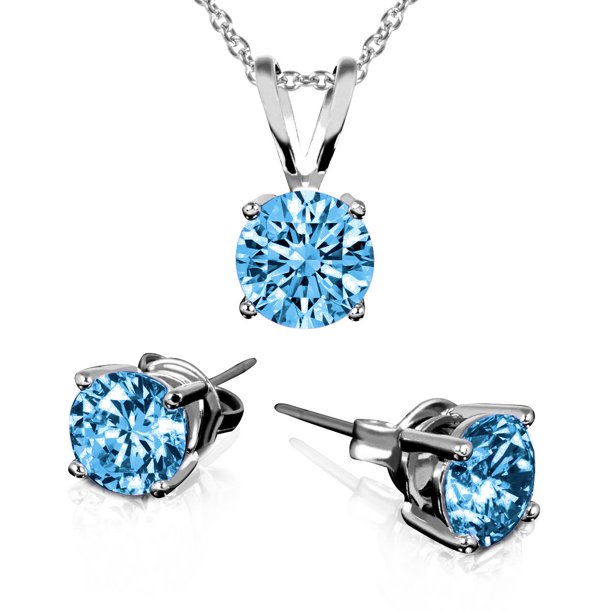 Beverly Hills Silver March Birthstone Earring And