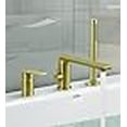 thumbnail image 3 of Modern Roman Tub Faucet with 360° Rotated Spout, Deck Mount Bathtub Faucet with Hand Shower, Widespread 3 Holes Bath Tub Filler Faucet Rough In Valve Included, 3 of 4
