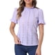 thumbnail image 1 of BLUSA CASUAL DE OJAL Y RUFFLE DE MANGA CORTA CON CUELLO ALTO PARA MUJERES INSPIRE CHIC TALLA XS LILA CLARO, 1 of 6
