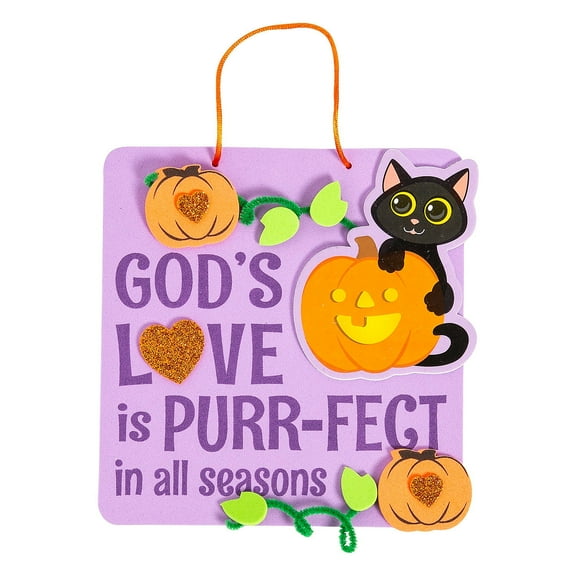 Fun Express 6 1/2" Halloween God’s Love is Purr-fect in All Seasons Foam Craft Kit - Makes 12