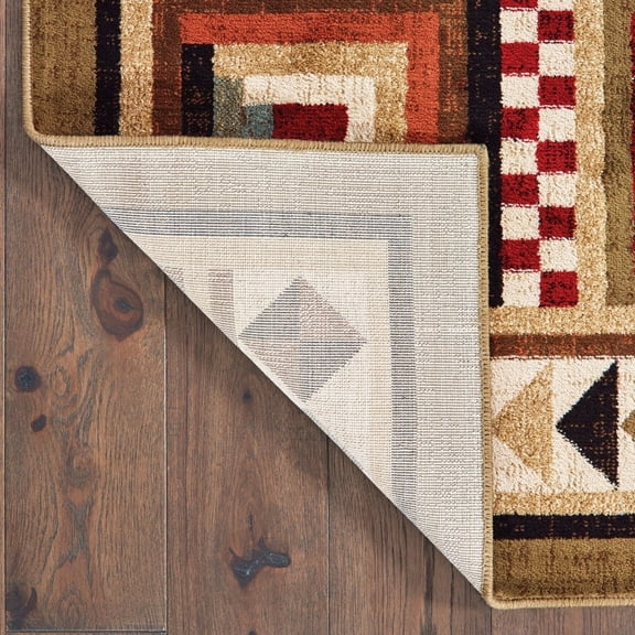 5'x7' Brown and Red Ikat Patchwork Area Rug - 3'6" 118.11"W x 153.54"D x 0.32"H 10' x 14' Accent