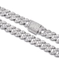 thumbnail image 3 of FEEL STYLE Male Silver Plated Round Zircon Cuban Chain Bracelet for Men Women 11MM 7", 3 of 5