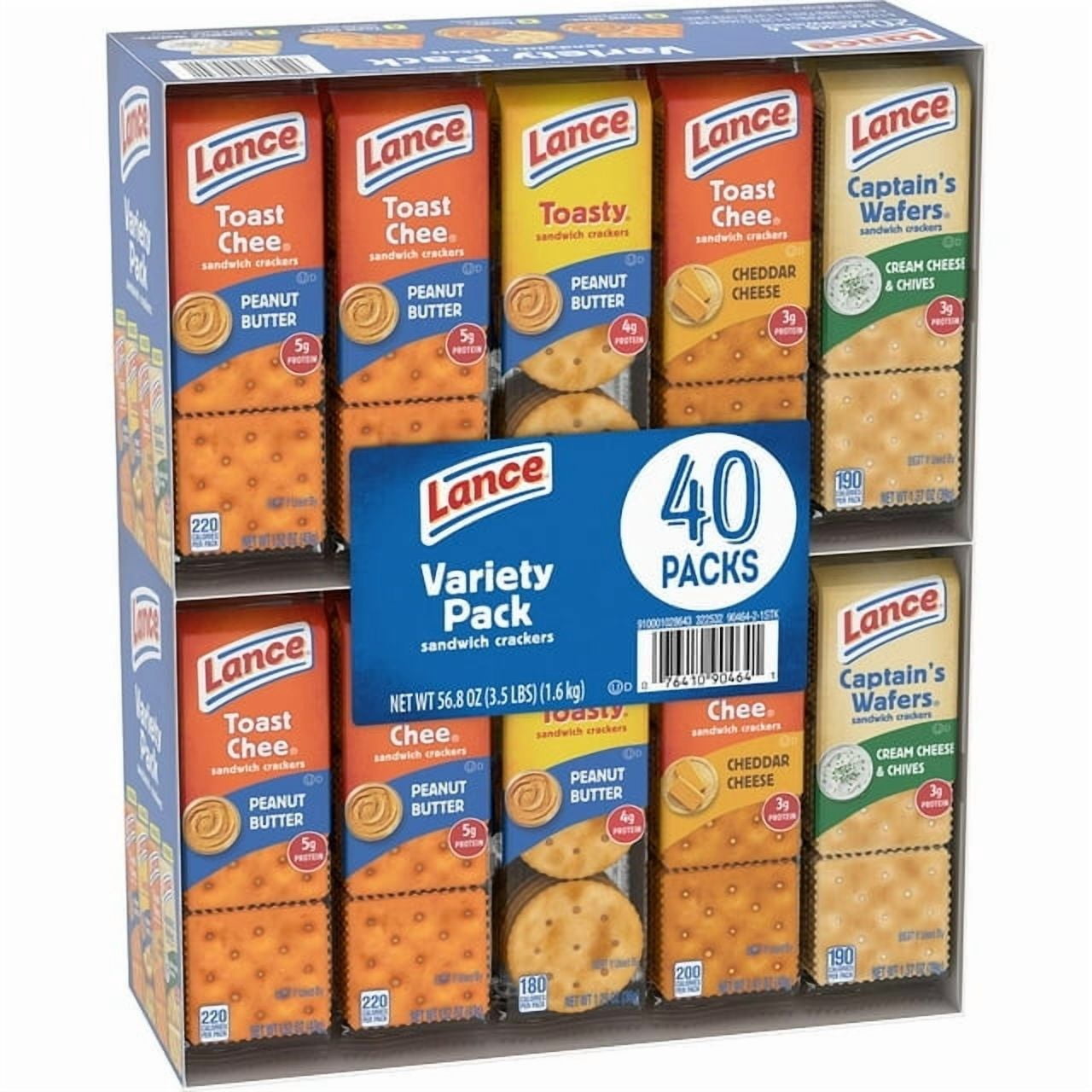 Lance Variety Pack Sandwich Crackers, Assorted Flavors Snack Packs, 40 pk. With White Bowl By OMA