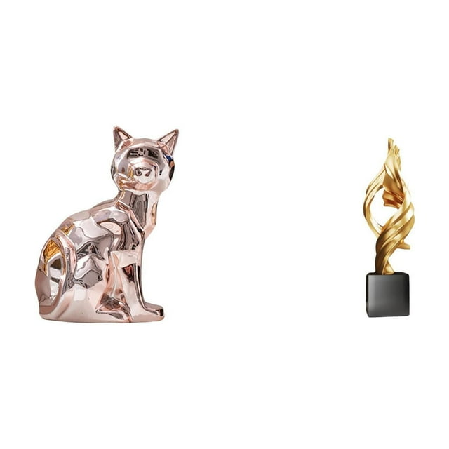 Figura de escritorio,Estatua de gato en estante,escritorio,oficina,decoración del hogar,Estatua de arte abstracto,Estatua de arte abstracto Escultura moderna de resina,Figuras de resina de