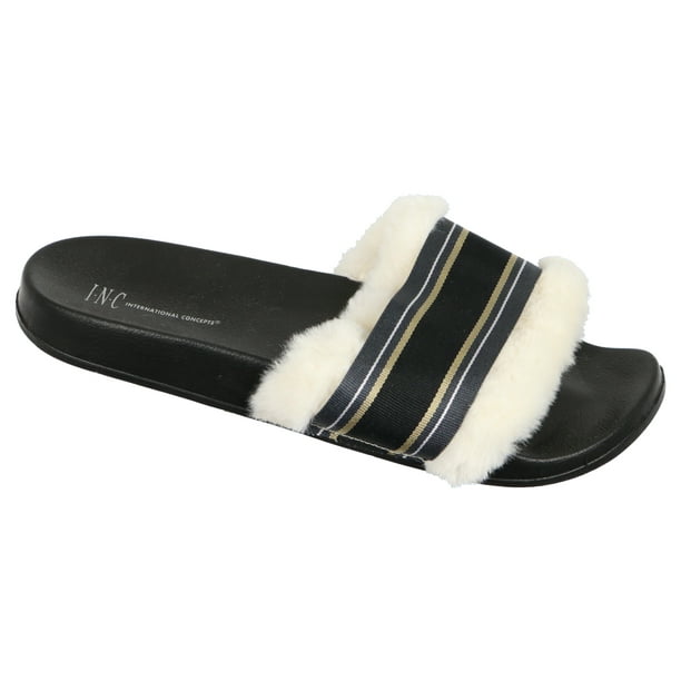 fur slide on slippers