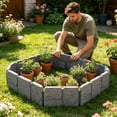 thumbnail image 4 of Garden Edging Border 40 Piece Faux Stone Red No DigforLawnandFlower Beds, 4 of 8